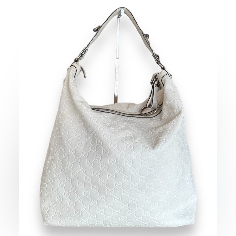 Sold 📌Gucci White Guccissima Leather Icon Bit Large Hobo Bag - Picture 1 of 11